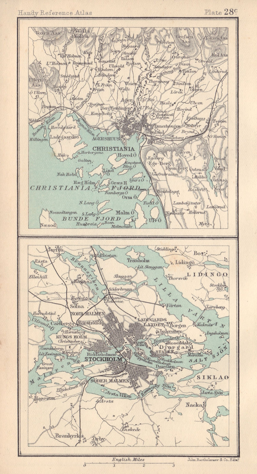 Environs of Christiania (Oslo) & Stockholm. Scandinavia Norway Sweden 1898 map